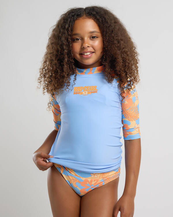 Rip Curl Girls' Sun Sol UPF Short Sleeve Rash Vest Set for Womens
