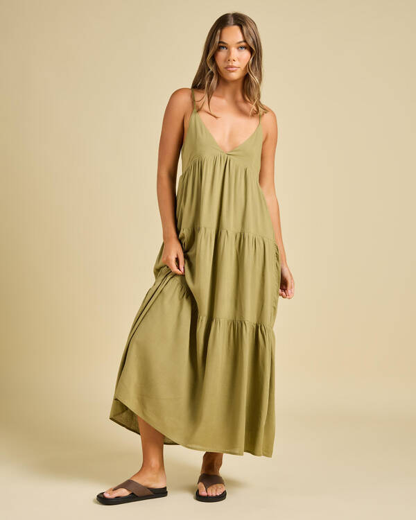 Rhythm Classic Tiered Midi Dress for Womens