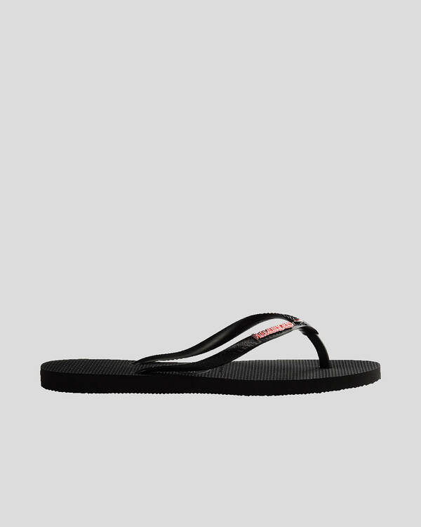 Havaianas Slim Metal Logo Crystal Thongs for Womens