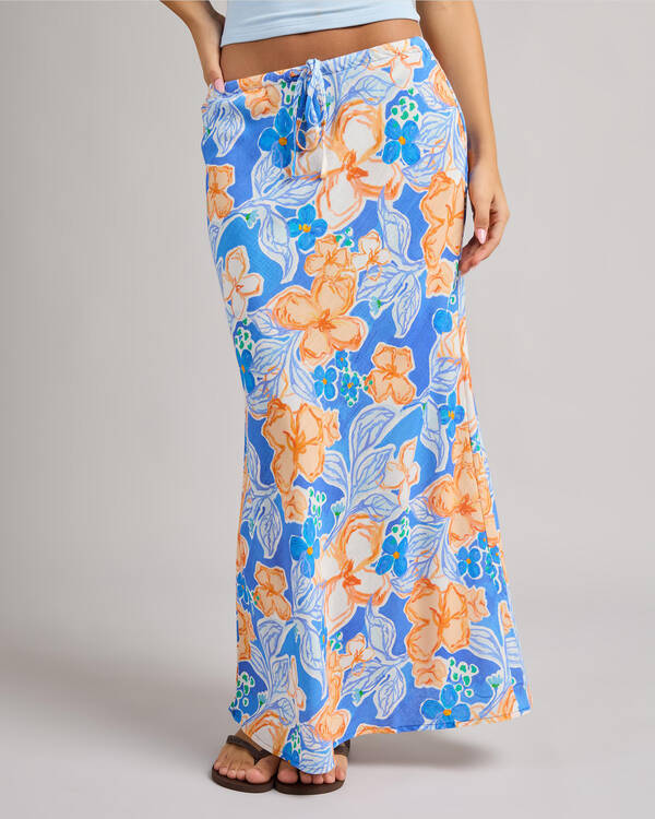 Rhythm Paradise Floral Bias Cut Maxi Skirt for Womens