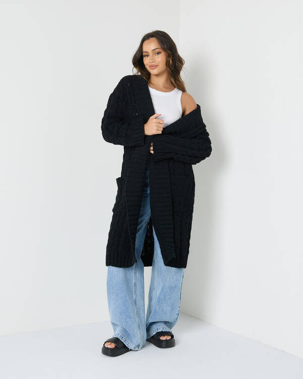 Mooloola Vogue Longline Cable Knit Cardigan for Womens