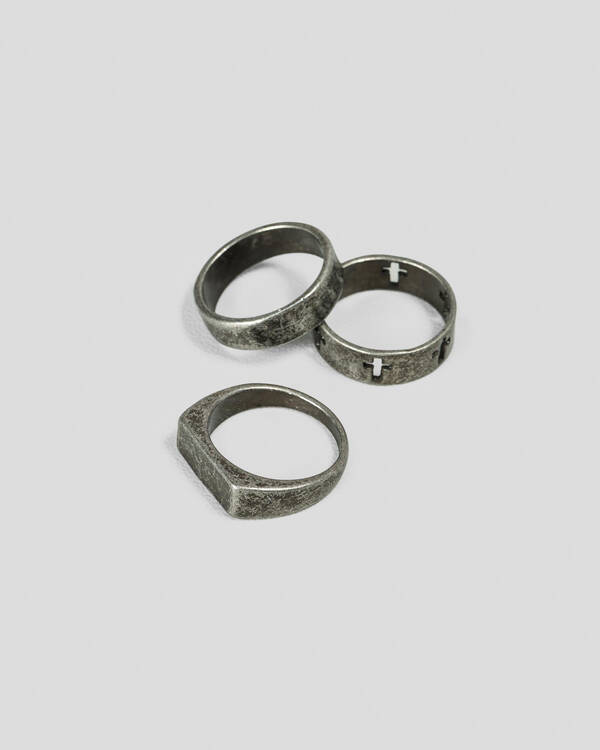 REPUBLIK Gun Metal 3 Pack Rings for Mens