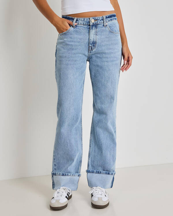 DESU Turn Up Wide Leg Jeans for Womens