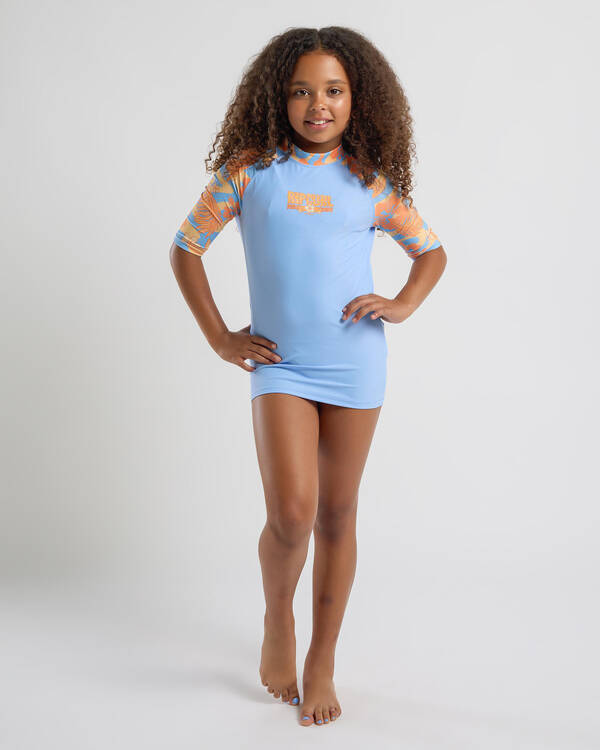 Rip Curl Girls' Sun Sol UPF Short Sleeve Rash Vest Set for Womens