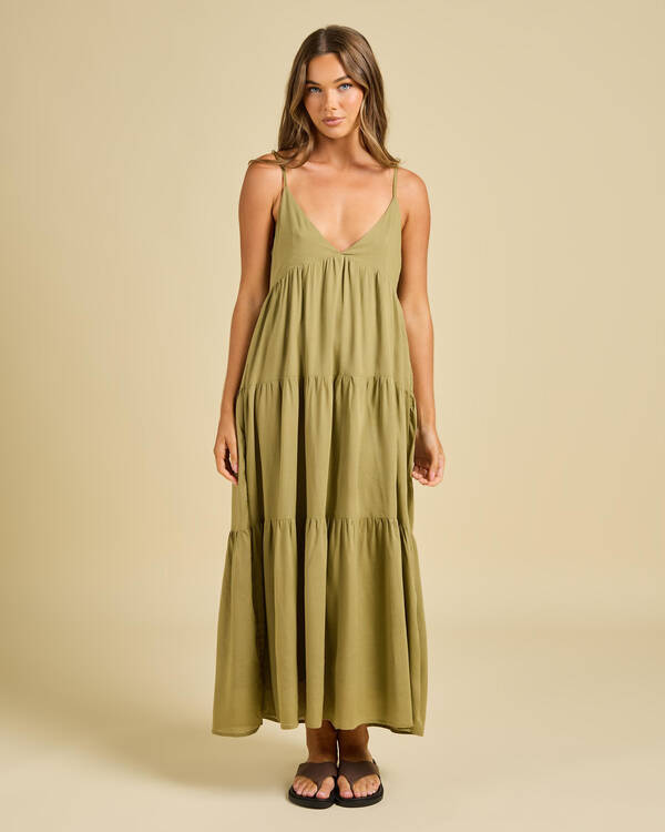 Rhythm Classic Tiered Midi Dress for Womens