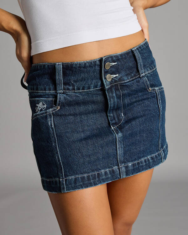 Worship Supplies Cute But Psycho Micro Denim Skirt for Womens