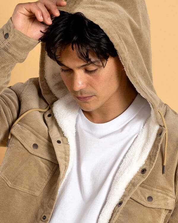 Skylark Braider Long Sleeve Hooded Cord Shirt for Mens