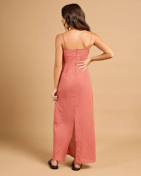 Rhythm Lola Check Gathered Maxi Dress for Womens