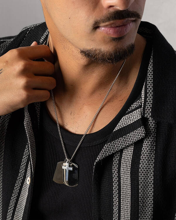 REPUBLIK Dog Tags With Cross Necklace for Mens