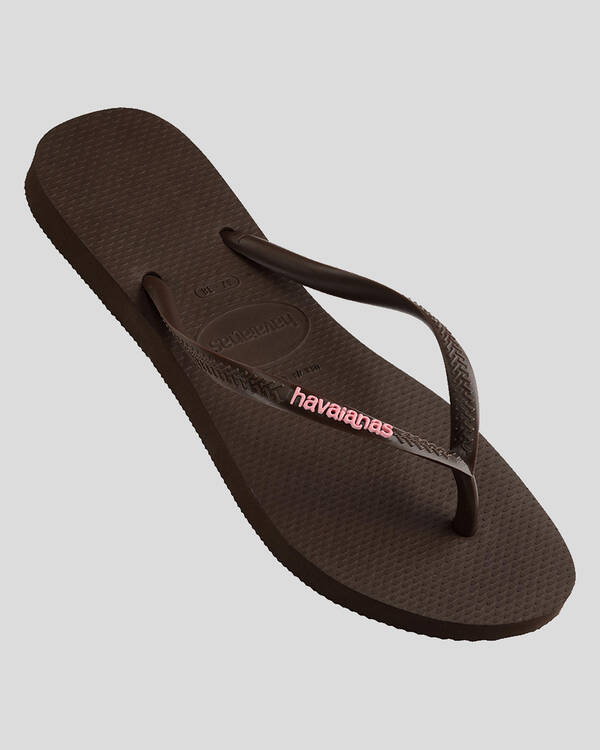 Havaianas Slim Rubber Logo Thongs for Womens