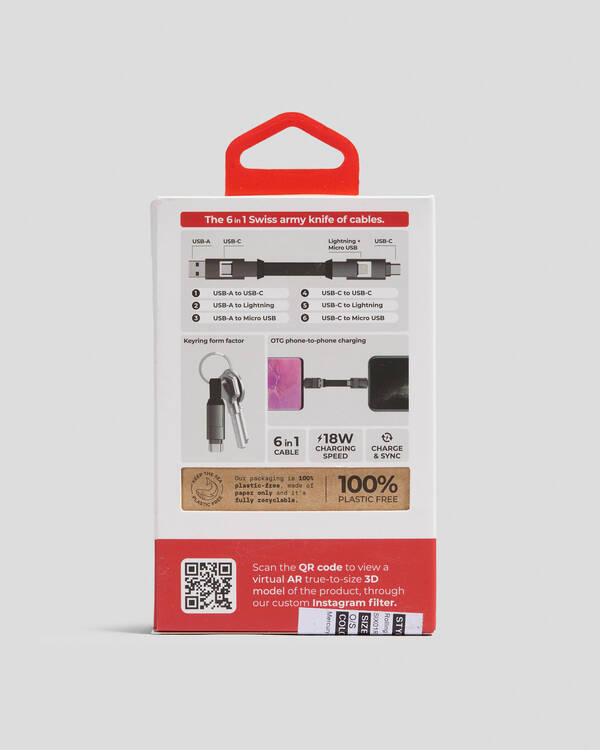 Rolling Square 6 in 1 Charger Cable Keyring for Unisex