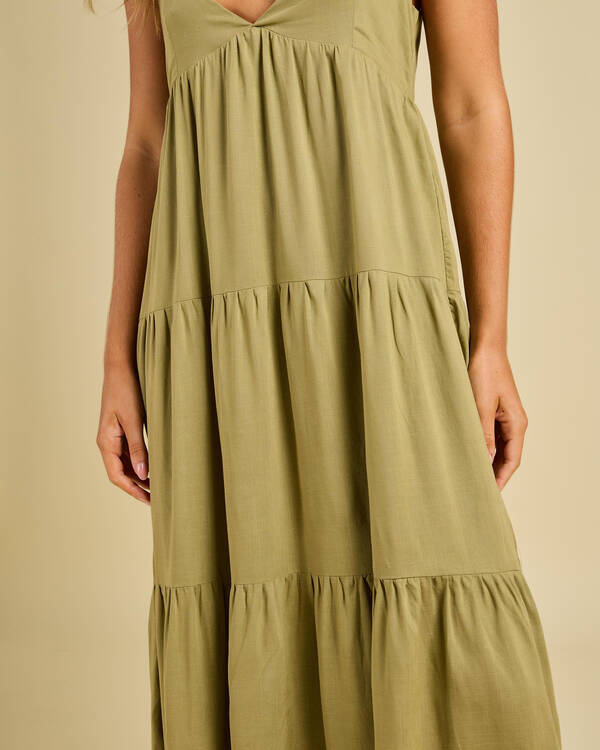 Rhythm Classic Tiered Midi Dress for Womens